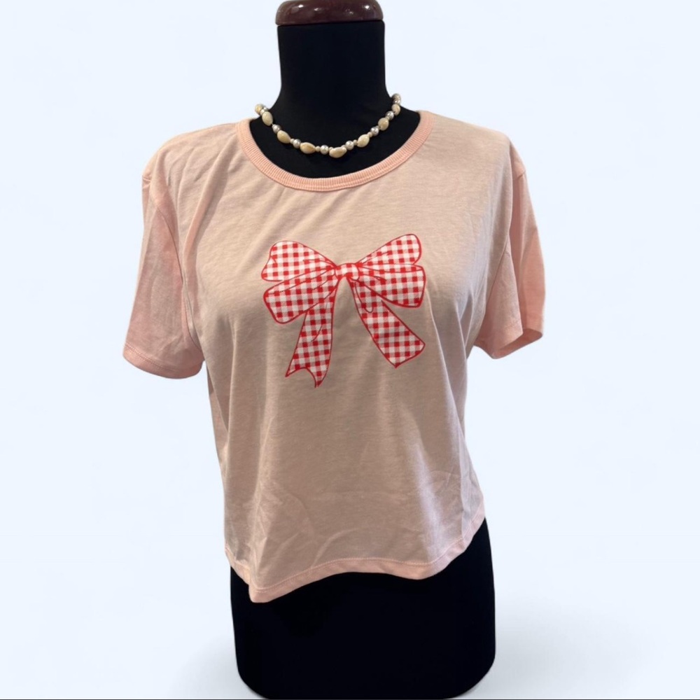 Pink Gingham Bow Women's Top